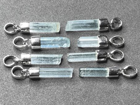 Aquamarin Kristall Anhänger mit Silberfassung 