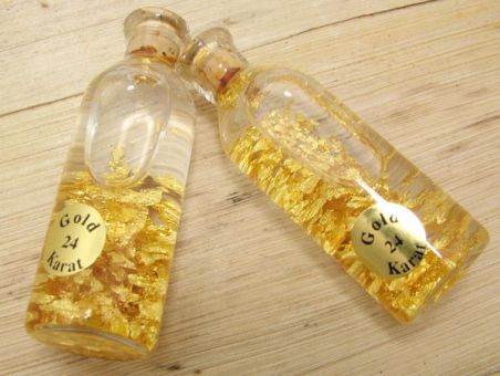 Blattgold (999er / 24 Karat) in Glasflasche 