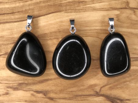 Obsidian schwarz Anhänger mit Silberöse 