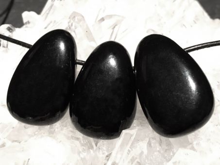 Obsidian schwarz Anhänger gebohrt 
